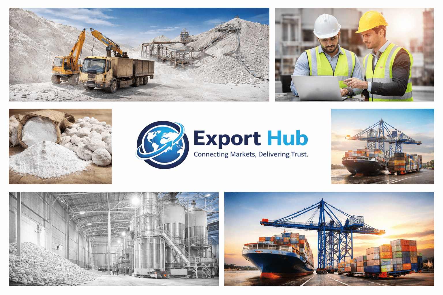 Export Hub supplies high-quality calcium carbonate from Egypt for global industries, with reliable export logistics, quality control, and timely delivery.